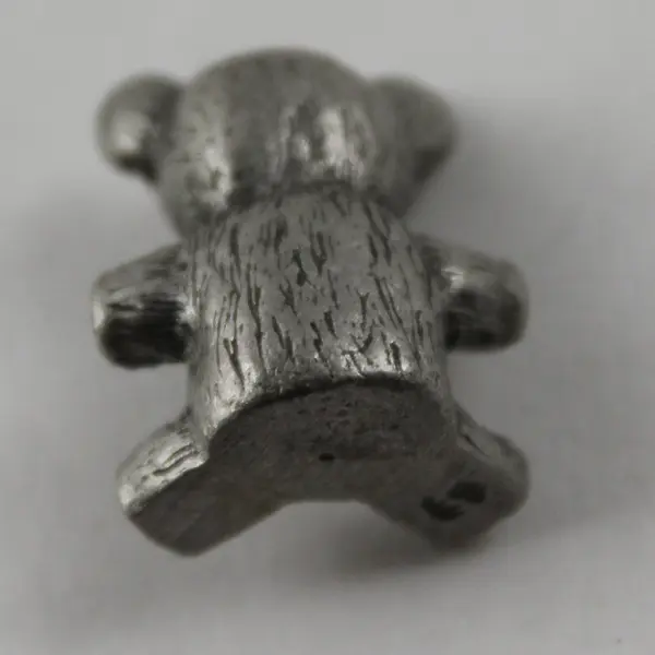 Vintage Pewter Teddy Bear w/White Rhinestone Ears Figurine - 0.6" Tall