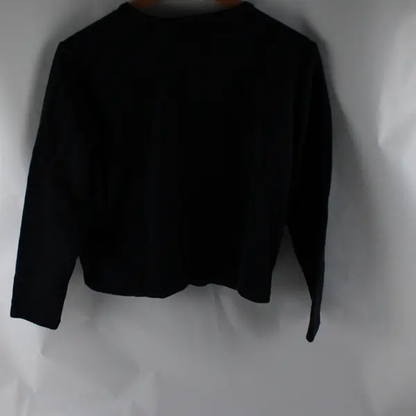 Vtg All Points Women's M Black Tight Knit Cotton Blend Snap Button Up Sweater