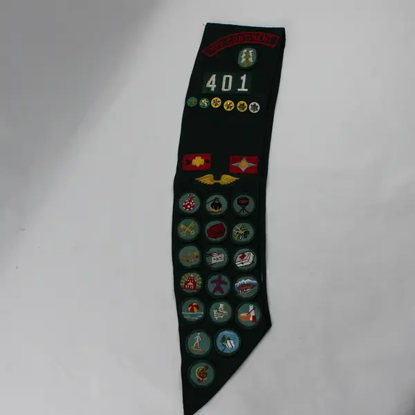 Vintage Girl Scout Sash with 22 Patches and 6 Star Pins