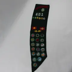 Vintage Girl Scout Sash with 22 Patches and 6 Star Pins