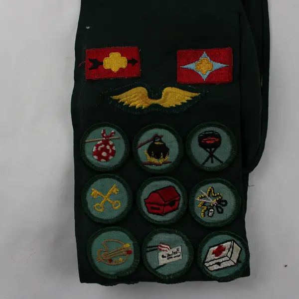 Vintage Girl Scout Sash with 22 Patches and 6 Star Pins