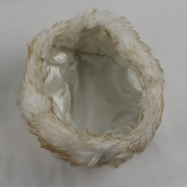 Unbranded White w/Brown Tips Faux Fur Winter Fluffy Hat 
