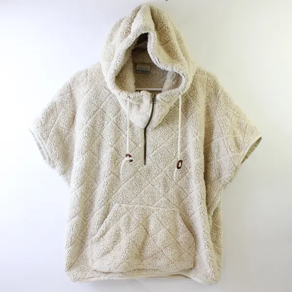 Columbia Beige Short-Sleeved Plush 1/4 Zip Hoodie Women's Size Small
