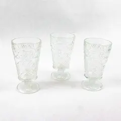 Set of 3 Hazel-Atlas Big Top Peanut Butter Glasses Diamond Pattern
