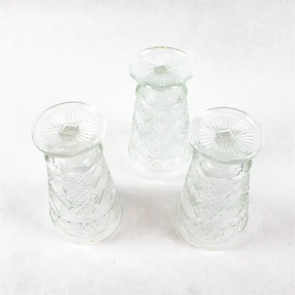 Set of 3 Hazel-Atlas Big Top Peanut Butter Glasses Diamond Pattern