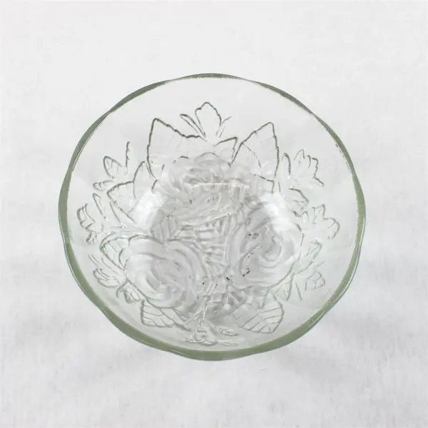 Pasari Indonesia Embossed Glass Scalloped Edge Small Serving Bowl