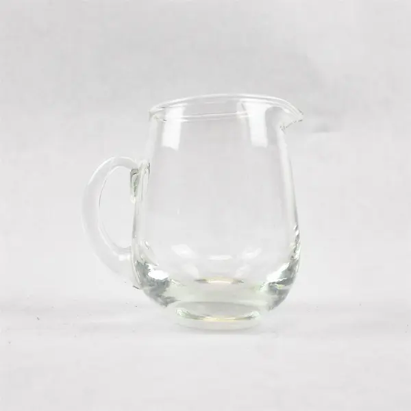 Vintage Clear Glass Creamer Pitcher Bulbous Minimalist 3.5"