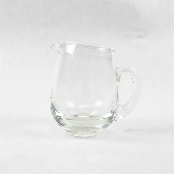 Vintage Clear Glass Creamer Pitcher Bulbous Minimalist 3.5"
