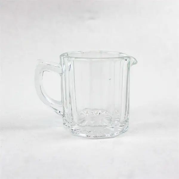 Vintage Ribbed Glass Creamer Syrup Pitcher Clear