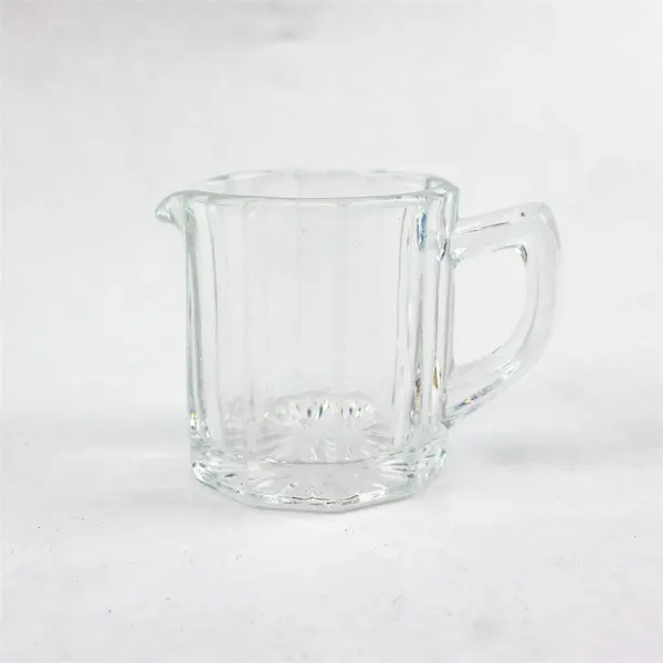 Vintage Ribbed Glass Creamer Syrup Pitcher Clear