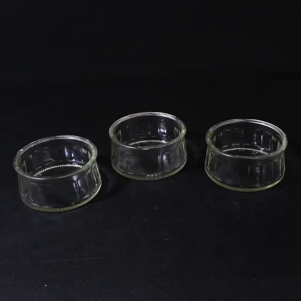 Lot Of 3 Unbranded Matching Clear Glass Ramekins 3.5" Diameter 1.75" Tall
