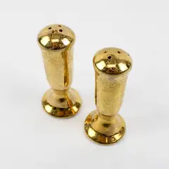 Vintage Ornate Gold-Tone Salt & Pepper Shakers Collectible - Missing Cork
