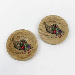 Set of 2 Ceramic Cornucopia Coasters Inspirational 'Gift to God' Quote