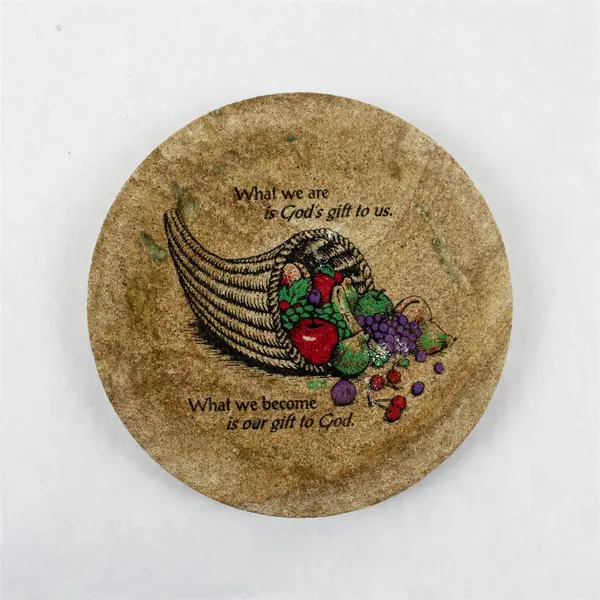 Set of 2 Ceramic Cornucopia Coasters Inspirational 'Gift to God' Quote