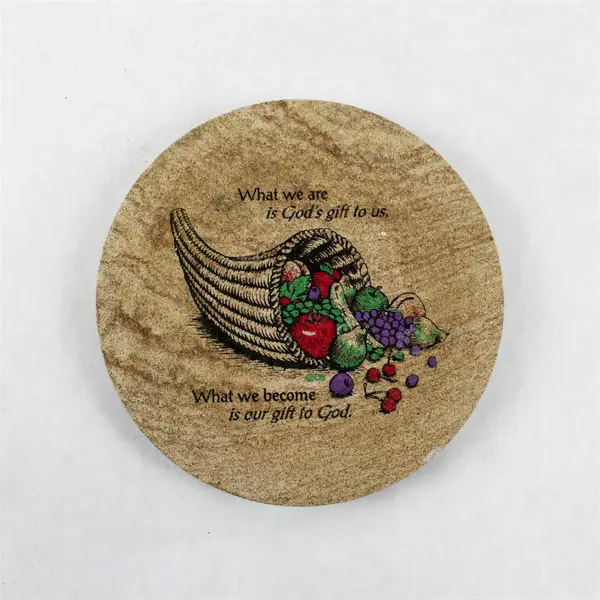 Set of 2 Ceramic Cornucopia Coasters Inspirational 'Gift to God' Quote