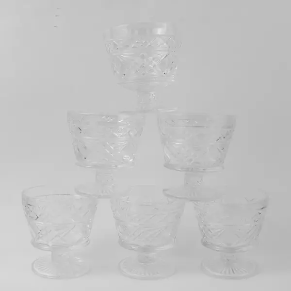 Set of 6 Vintage Hazel Atlas Gothic Footed Sherbet Dessert Dishes Glass