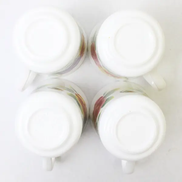 Lot Of 4 Corning Corelle Summer Blush Pattern Pansy Ceramic Mugs 3.75" Tall
