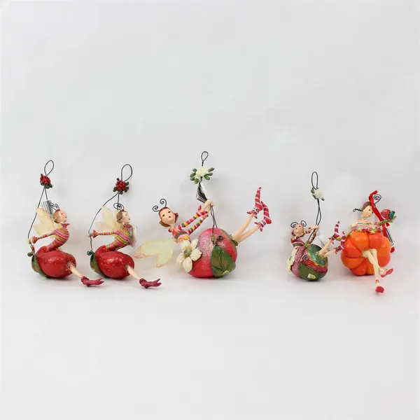 Lot of 5 Swinging Fairy Fruit Garden Ornaments 47162