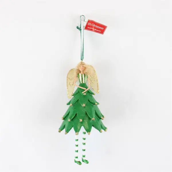 TJ's Christmas Tree Fairy Ornament with Dangling Legs Collectible New