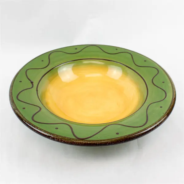 Corsica Ambrosia Sage Green Hand-Painted Fruit Bowl 12"