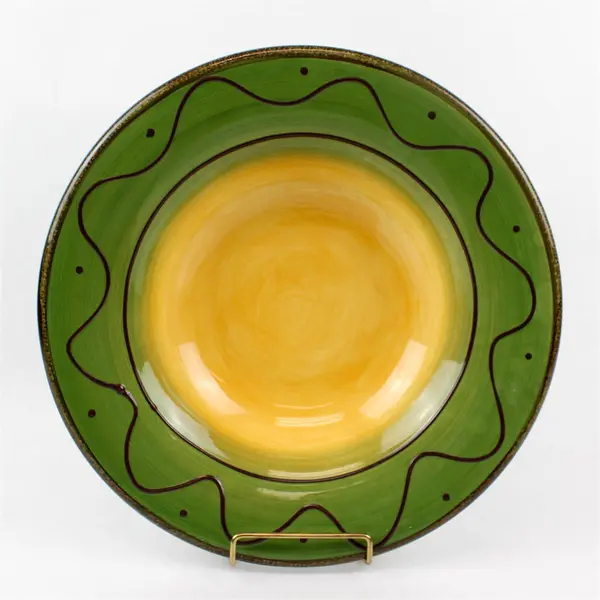 Corsica Ambrosia Sage Green Hand-Painted Fruit Bowl 12"