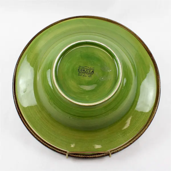 Corsica Ambrosia Sage Green Hand-Painted Fruit Bowl 12"