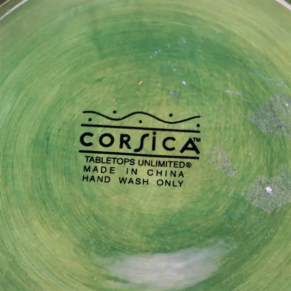Corsica Ambrosia Sage Green Hand-Painted Fruit Bowl 12"