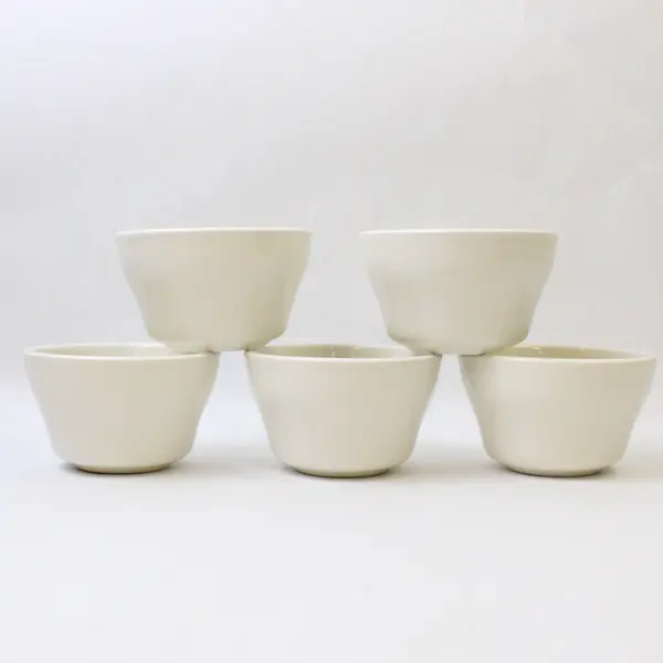 Lot Of 5 Ultima Solid White Ceramic Bouillon Cup/Dipping Bowls 4.25" Diameter