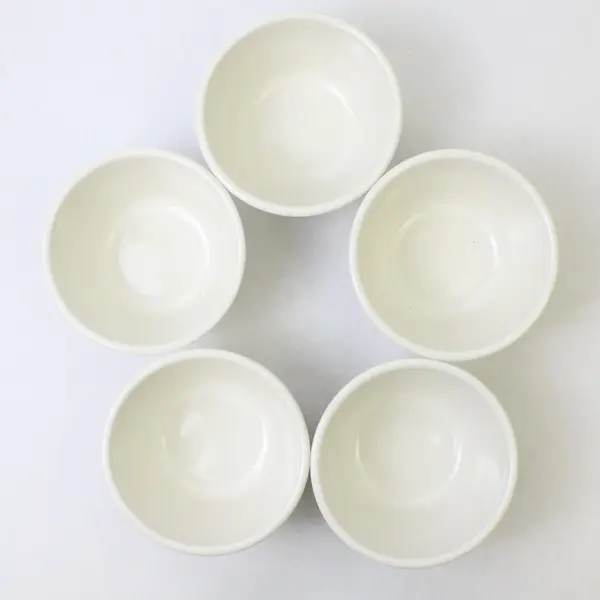 Lot Of 5 Ultima Solid White Ceramic Bouillon Cup/Dipping Bowls 4.25" Diameter