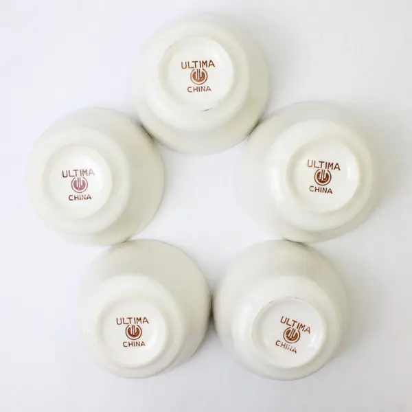 Lot Of 5 Ultima Solid White Ceramic Bouillon Cup/Dipping Bowls 4.25" Diameter