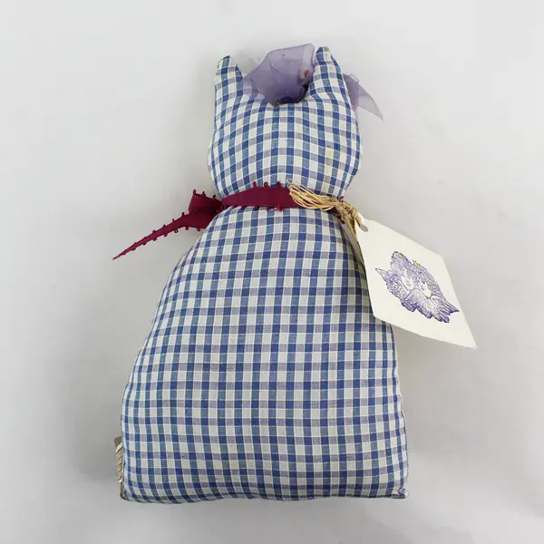 Vintage Handmade Quilted Patchwork Cat-Shaped Stuffed Animal - 9.5" Tall