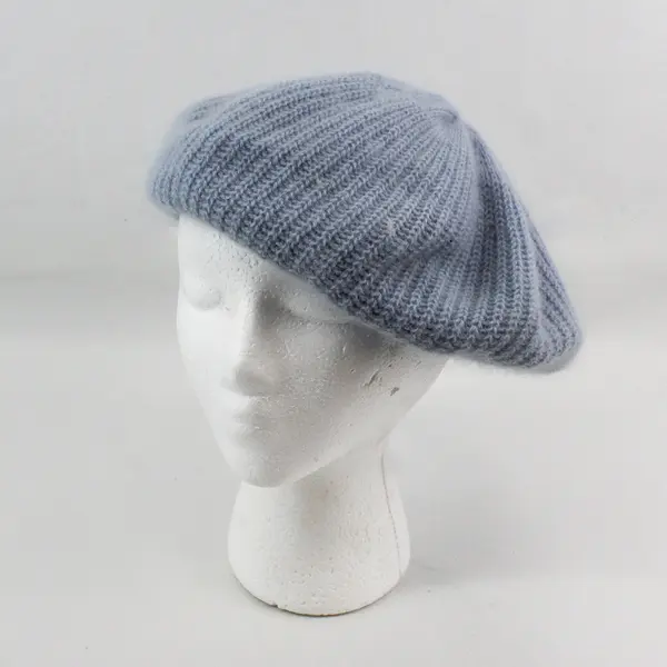 Unbranded Adult Size Light Sky Blue Tight Knit Beret Hat - One Size