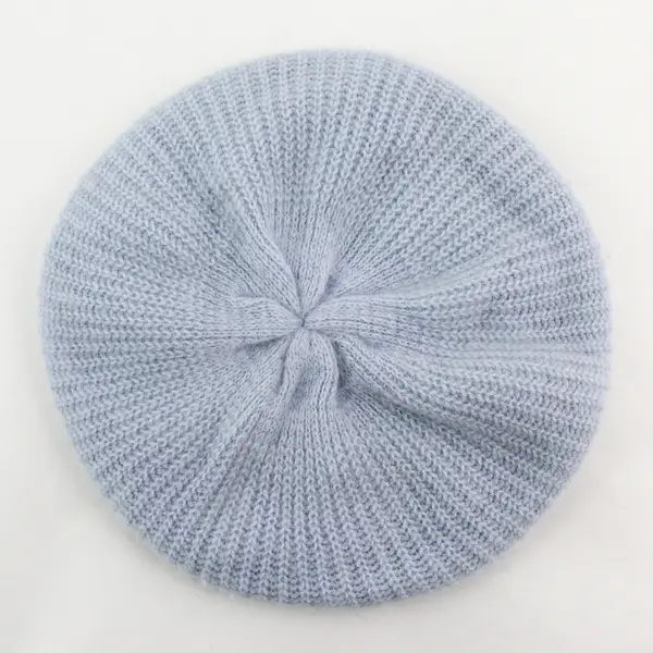 Unbranded Adult Size Light Sky Blue Tight Knit Beret Hat - One Size