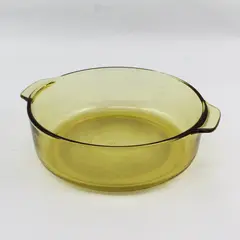 Vintage Amber Glass Round Baking Dish 8.5"