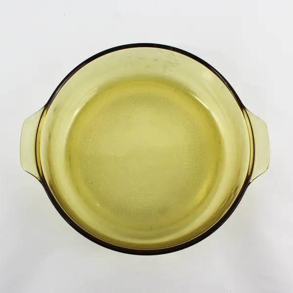 Vintage Amber Glass Round Baking Dish 8.5"