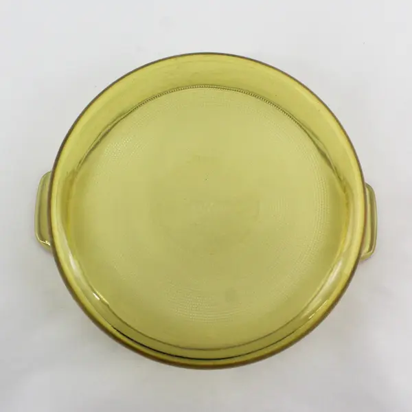 Vintage Amber Glass Round Baking Dish 8.5"