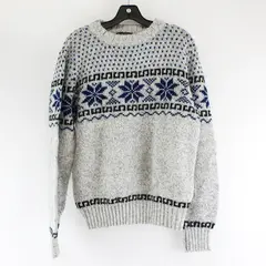 Vintage Tarleton Women's L Multicolor Wool Blend Knit Snowflake Pattern Sweater