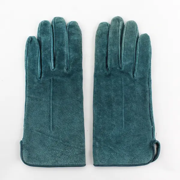 Vintage Aris Women's M Teal Suede Acrylic Tight Knit Lined Gloves