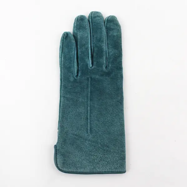 Vintage Aris Women's M Teal Suede Acrylic Tight Knit Lined Gloves