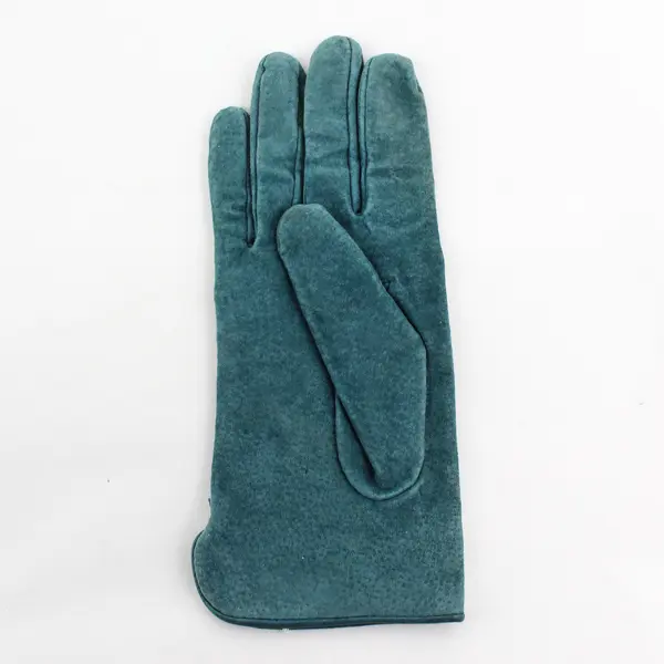 Vintage Aris Women's M Teal Suede Acrylic Tight Knit Lined Gloves