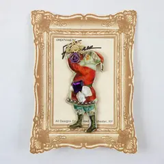 Vintage-Style Frances  Decorative Santa W Cross & Flowers Brooch