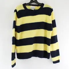 Vintage Christopher & Banks Women's M Yellow/Navy Striped Acrylic Knit Sweater