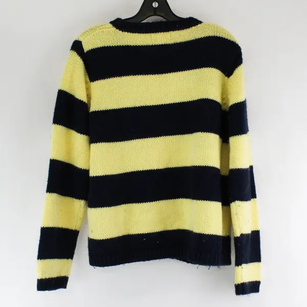 Vintage Christopher & Banks Women's M Yellow/Navy Striped Acrylic Knit Sweater