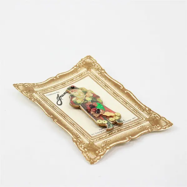 Vintage-Style Frances Santa Drum Doll & Flower Brooch New w/ Packaging
