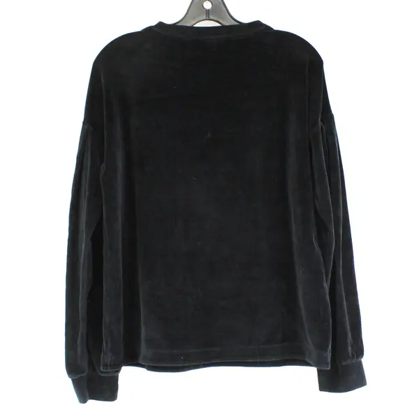 A New Day Women's S Black Velvet Texture Crew Neck Long Sleeve Oversized Sweater