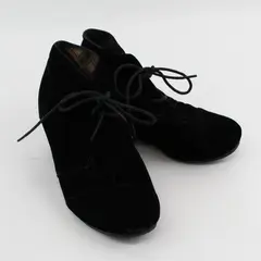 Forever Solid Black Velvet Lace Up Wedge 2.75" Heel Ankle Booties Women's Size 7