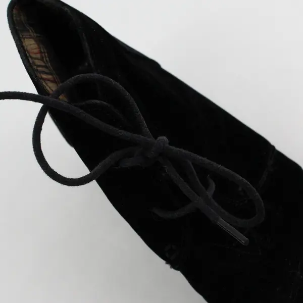 Forever Solid Black Velvet Lace Up Wedge 2.75" Heel Ankle Booties Women's Size 7