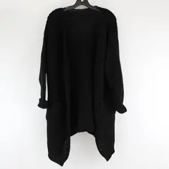 Unbranded Women's L/XL Black  Chunky Knit Open Front Pre-Cuffed Cardigan Sweater