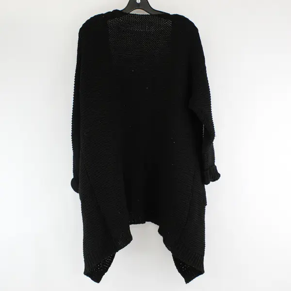Unbranded Women's L/XL Black  Chunky Knit Open Front Pre-Cuffed Cardigan Sweater