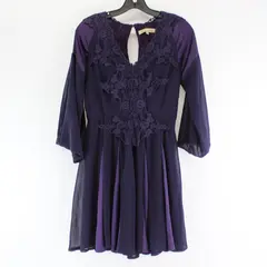 Frock & Frill Women's 10 Purple Embellished Satin and Chiffon Midi Dress